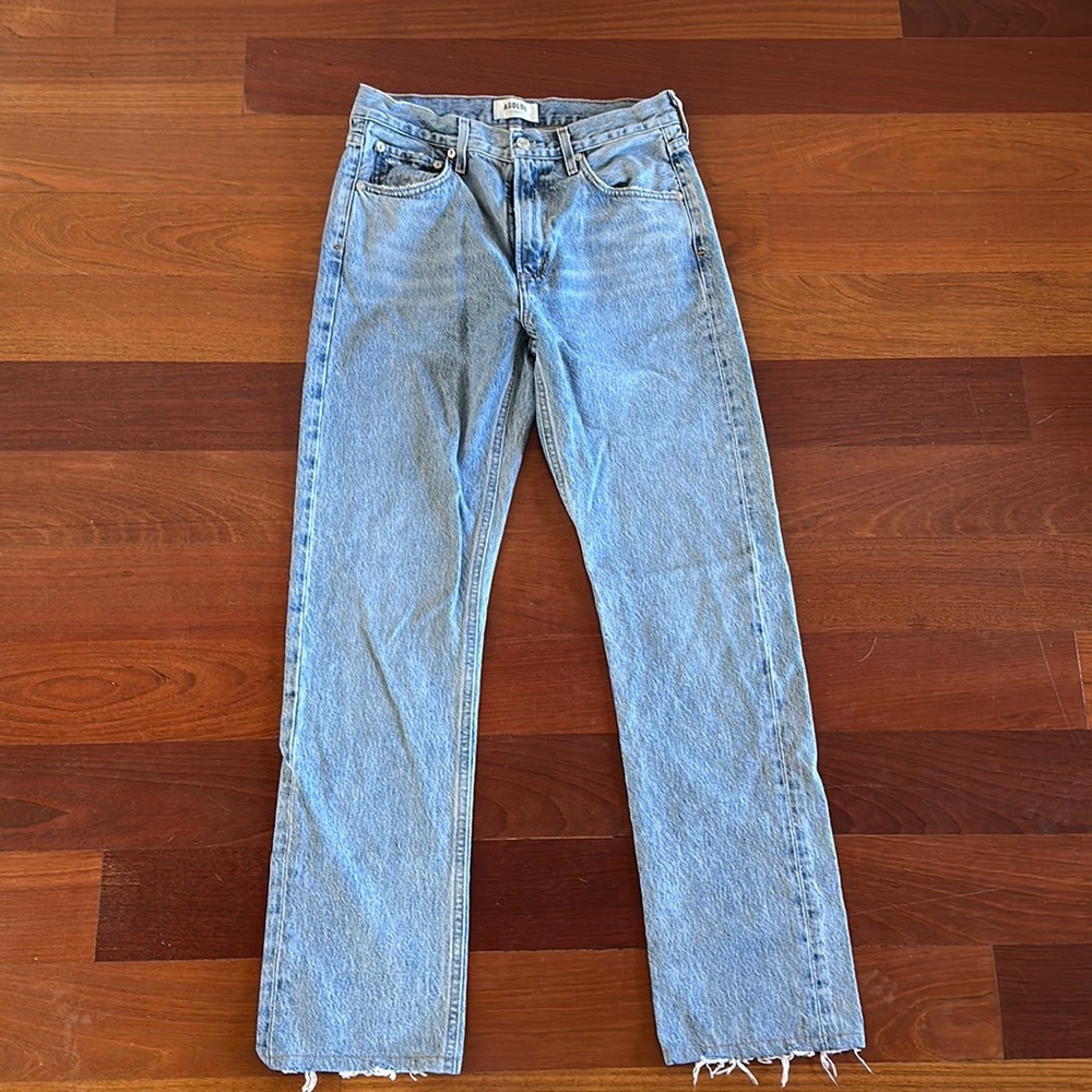 Agolde High-Rise Straight Leg Jeans in Light Blue